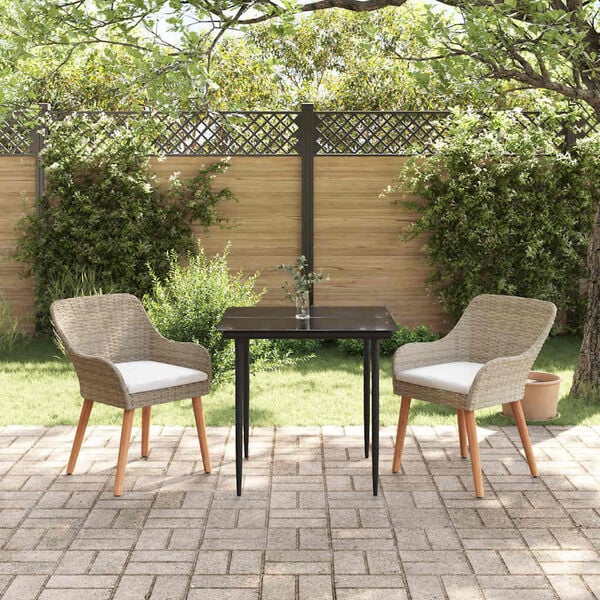 vidaXL Ensemble de salle &agrave; manger pour jardin 3 pcs Beige polyrotin