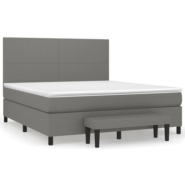 vidaXL Sommier &agrave; lattes de lit avec matelas Gris fonc&eacute; 180x200cm Tissu