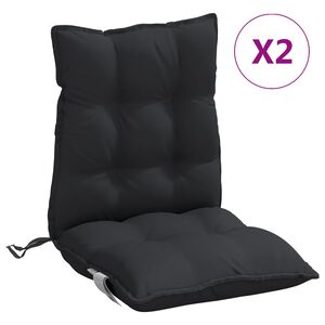 vidaXL Coussins de chaise &agrave; dossier bas lot de 2 noir tissu oxford