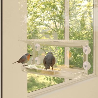 vidaXL Mangeoires à oiseaux de fenêtre 2 pcs Acrylique 30x12x15 cm