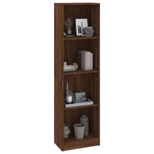 vidaXL Biblioth&egrave;que 4 niveaux Ch&ecirc;ne marron 40x24x143cm Bois ing&eacute;nierie