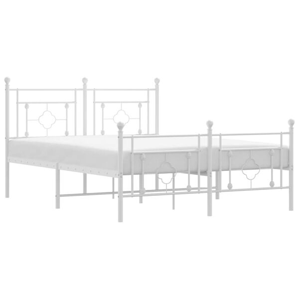 vidaXL Cadre de lit m&eacute;tal sans matelas et pied de lit blanc 140x200 cm