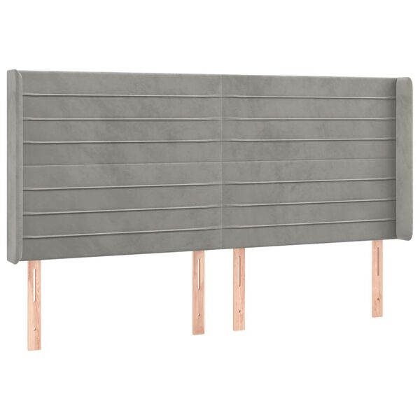 vidaXL T&ecirc;te de lit &agrave; LED Gris clair 163x16x118/128 cm Velours