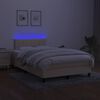 vidaXL Sommier &agrave; lattes de lit matelas et LED cr&egrave;me 120x190 cm tissu
