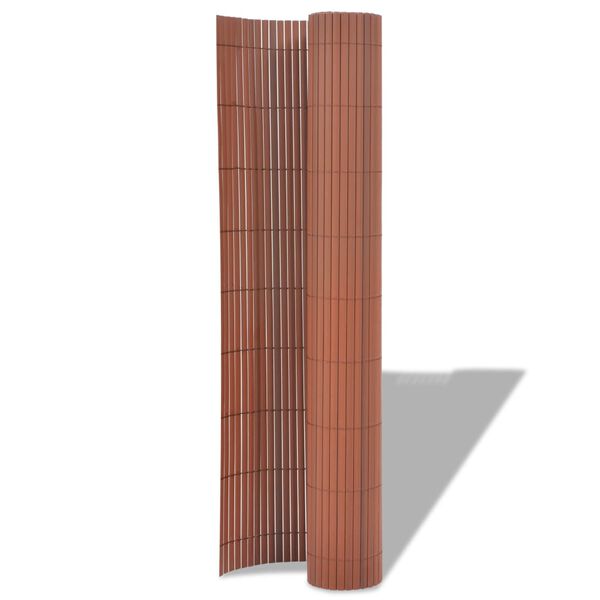 vidaXL Clôture de jardin Double face PVC 90 x 300 cm Marron