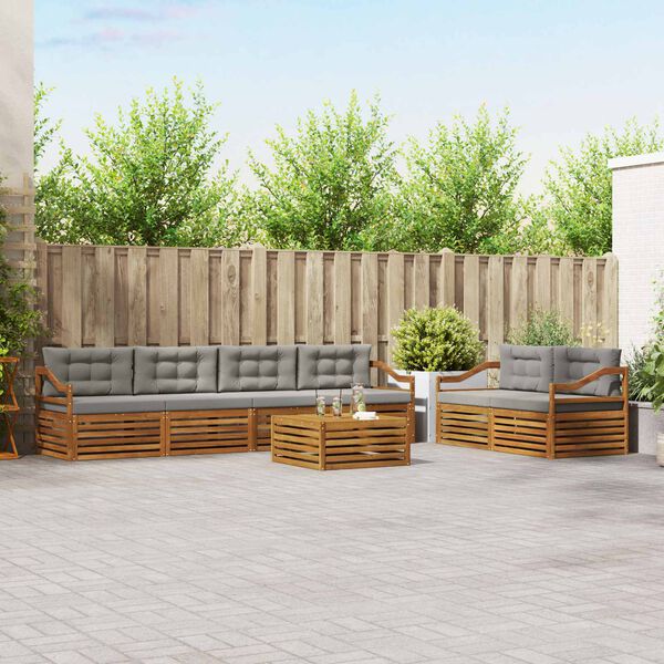 vidaXL Ensemble de canap&eacute;s d'ext&eacute;rieur 7 pcs Gris Naturel et Clair