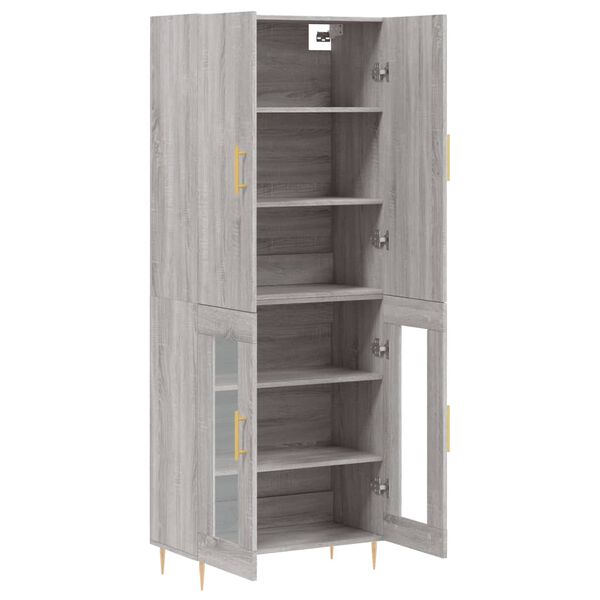 vidaXL Buffet haut Sonoma gris 69,5x34x180 cm Bois d'ing&eacute;nierie