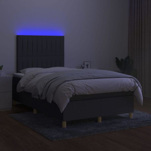 vidaXL Sommier &agrave; lattes de lit et matelas et LED Gris fonc&eacute; 120x200 cm