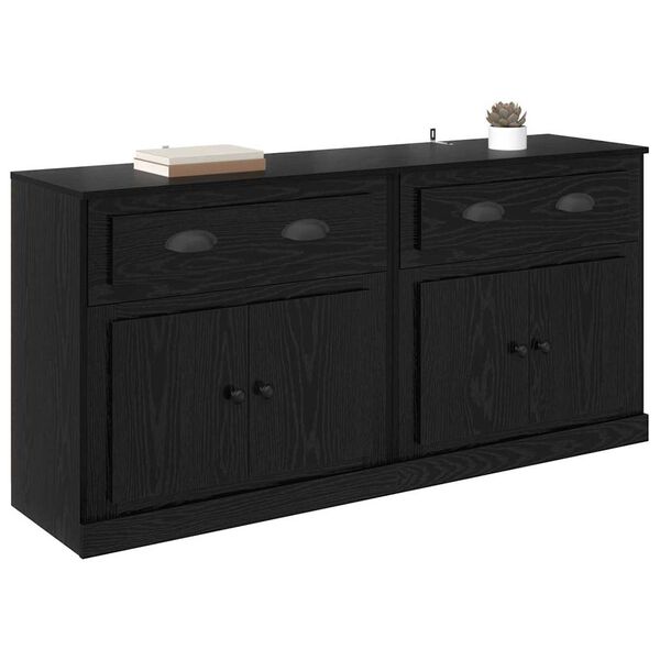 vidaXL Buffets 2 pcs Ch&ecirc;ne noir 70 x 35,5 x 67,5 cm Bois d'ing&eacute;nierie