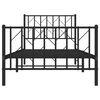 vidaXL Cadre de lit m&eacute;tal sans matelas avec pied de lit noir 90x200 cm