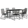 vidaXL Ensemble &agrave; manger de jardin 7 pcs Noir Rotin PVC
