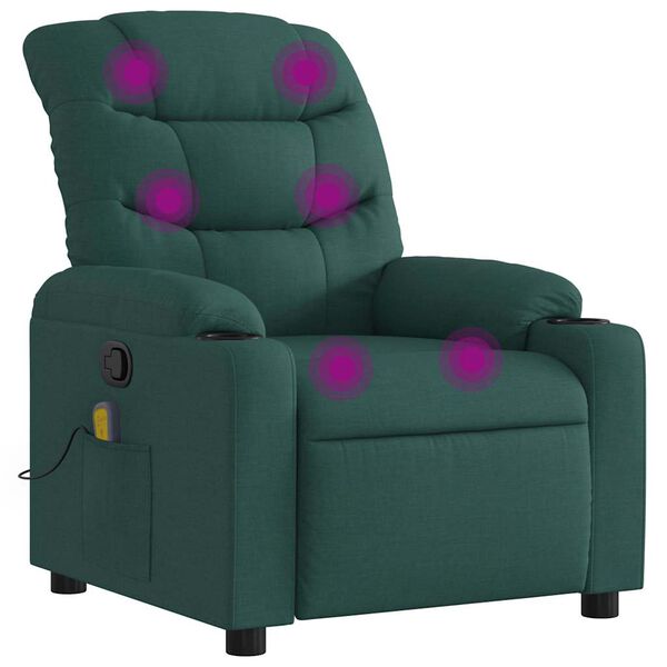 vidaXL Fauteuil de massage inclinable Vert fonc&eacute; Tissu