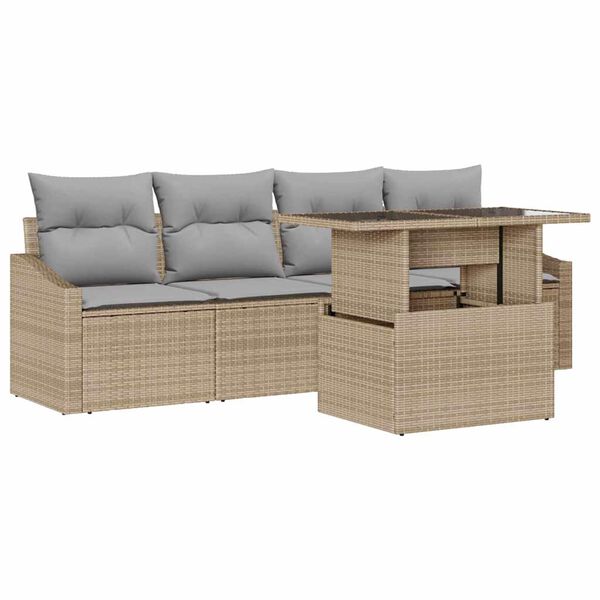 vidaXL Ensemble de canap&eacute; de jardin 5 pcs beige et gris clair