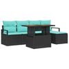 vidaXL Ensemble de canap&eacute; de jardin 6 pc Noir et turquoise