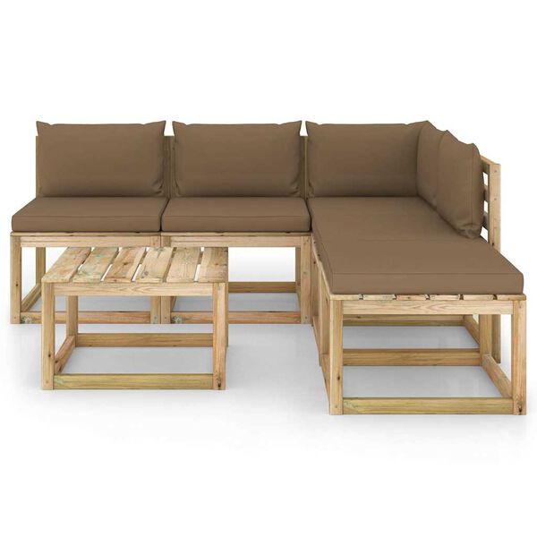 vidaXL Salon de jardin 6 pcs avec coussins taupe