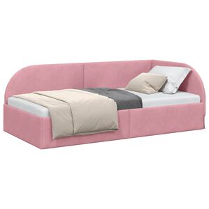 vidaXL Cadre de lit d'angle Rose 90 cm x 200 cm Velours