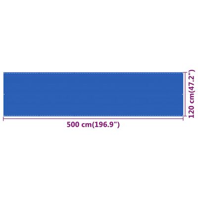 vidaXL Écran de balcon Bleu 120x500 cm PEHD