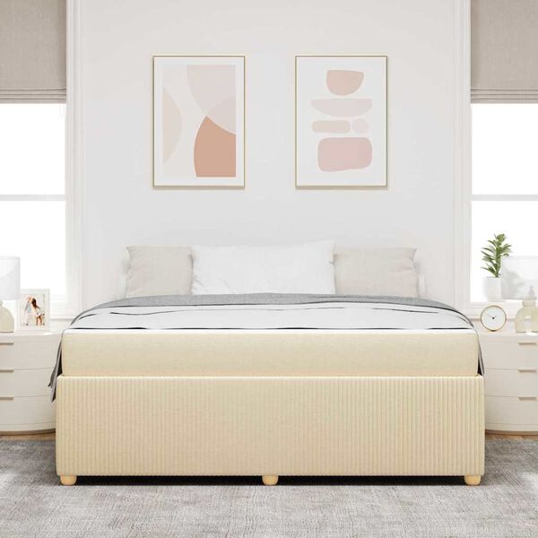 vidaXL Cadre de lit avec matelas Cr&egrave;me 180 x 200 cm tissu