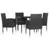 vidaXL Ensemble &agrave; manger de jardin 5 pcs noir r&eacute;sine tress&eacute;e et acier