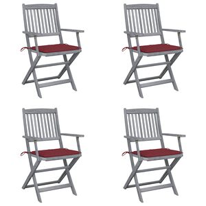 vidaXL Chaises pliantes 4 pi&egrave;ces avec coussins en bois d'acacia massif