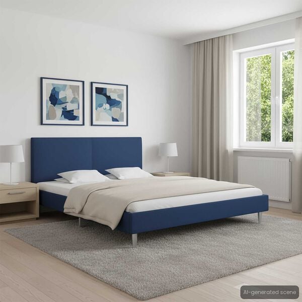 vidaXL Cadre de lit sans matelas bleu tissu 180x200 cm