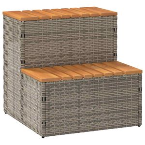 VidaXL Marche bain &agrave; remous gris 50x50x50,5cm polyrotin acacia massif