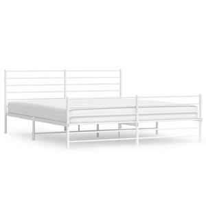 vidaXL Cadre de lit m&eacute;tal sans matelas et pied de lit blanc 180x200 cm