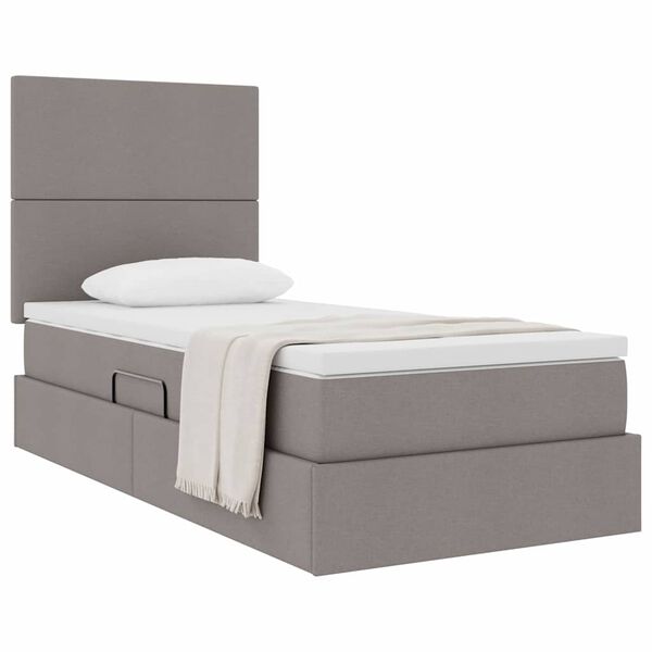 vidaXL Lit avec rangement et matelas Taupe 90 x 190 cm Polyester