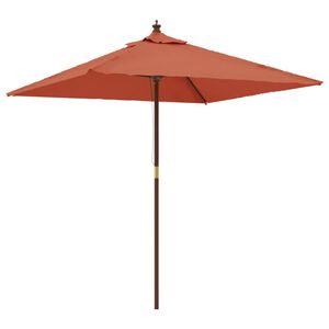 vidaXL Parasol de jardin avec m&acirc;t en bois terre cuite 198x198x231 cm