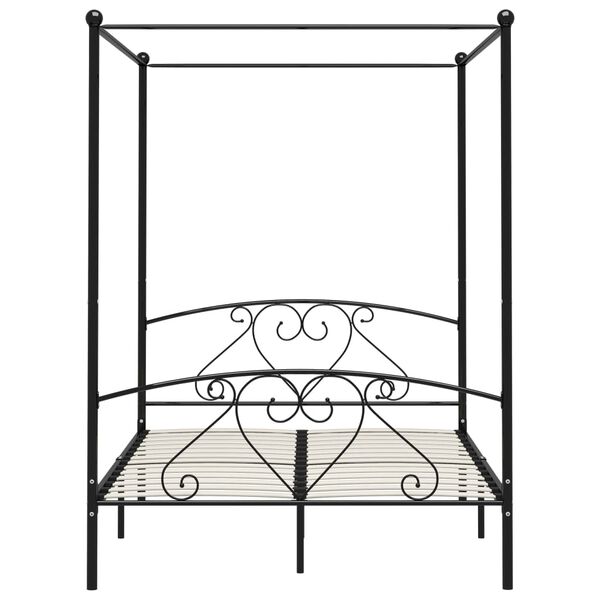 vidaXL Cadre de lit sans matelas avec baldaquin noir 160x200 cm métal