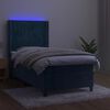 vidaXL Sommier &agrave; lattes de lit matelas LED Bleu fonc&eacute; 90x200cm Velours