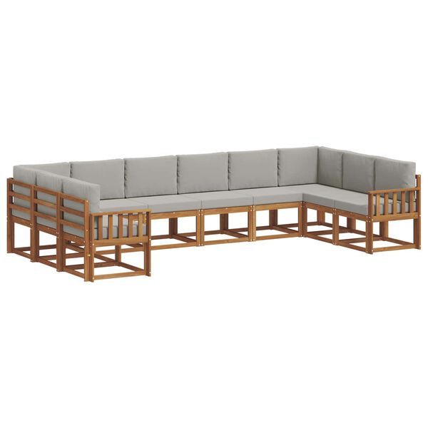 vidaXL Ensemble de canap&eacute;s d'ext&eacute;rieur 10 pcs Gris Naturel et Clair