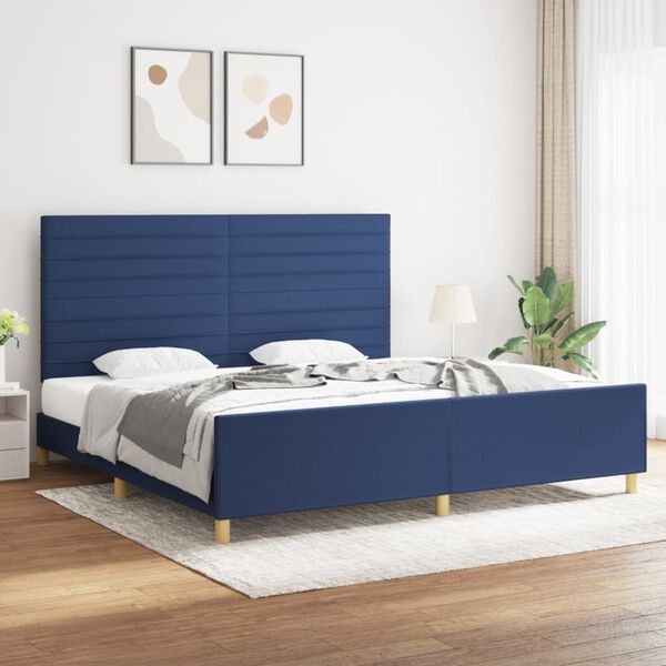 vidaXL Cadre de lit sans matelas bleu 200x200 cm tissu