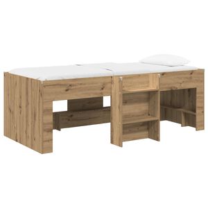 vidaXL Cadre de Lit &Eacute;lev&eacute; pour Enfants Ch&ecirc;ne artisanal 75 x 190 cm