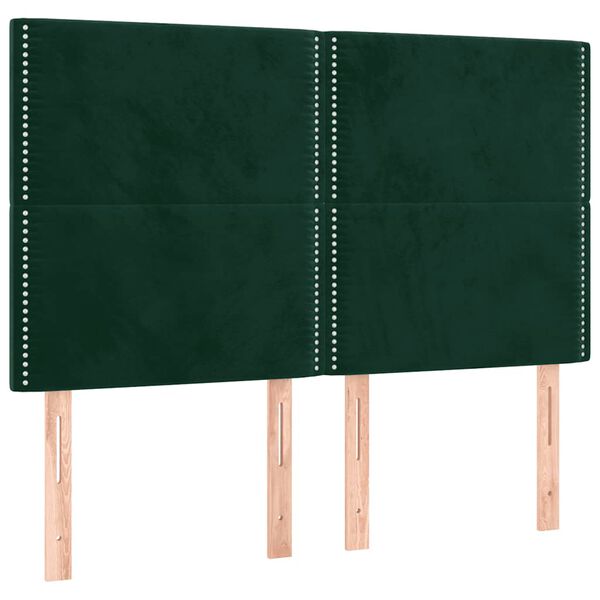 vidaXL T&ecirc;te de lit &agrave; LED Vert fonc&eacute; 144x5x118/128 cm Velours