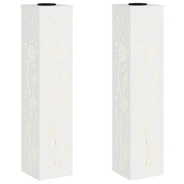 vidaXL Lumi&egrave;re de chemin LED solaire 2 pcs Blanc Acier lamin&eacute; &agrave; froid