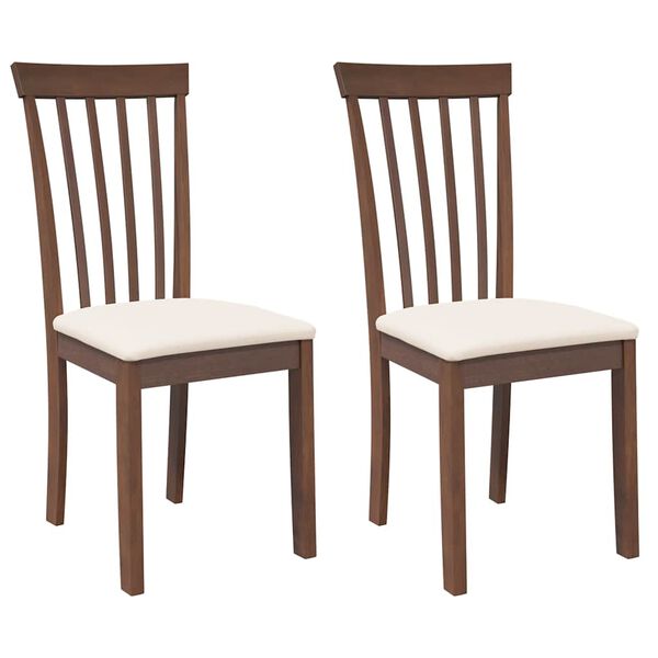 vidaXL Chaises &agrave; manger coussins 2 pcs marron bois massif caoutchouc