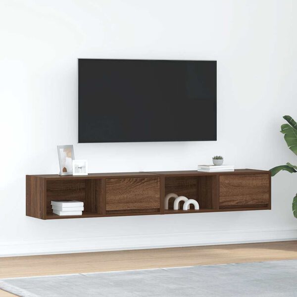 vidaXL Meuble TV 2 pcs ch&ecirc;ne marron 80x31x25,5 cm bois d'ing&eacute;nierie
