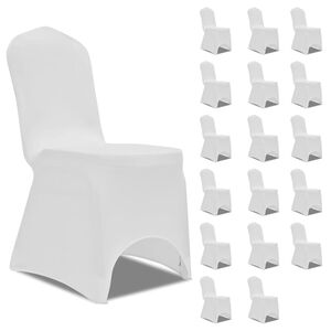 vidaXL Housses &eacute;lastiques de chaise Blanc 18 pcs