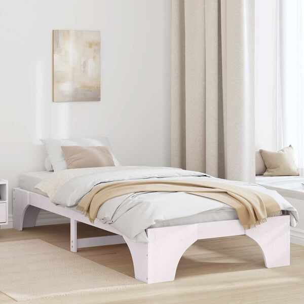 vidaXL Cadre de lit Blanc 75 x 190 cm Pin massif