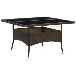 vidaXL Table &agrave; d&icirc;ner d'ext&eacute;rieur Marron R&eacute;sine tress&eacute;e et verre