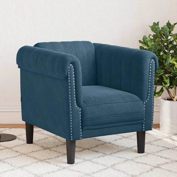 vidaXL Fauteuil bleu velours