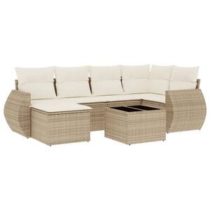 vidaXL Salon de jardin avec coussins 7 pcs beige r&eacute;sine tress&eacute;e