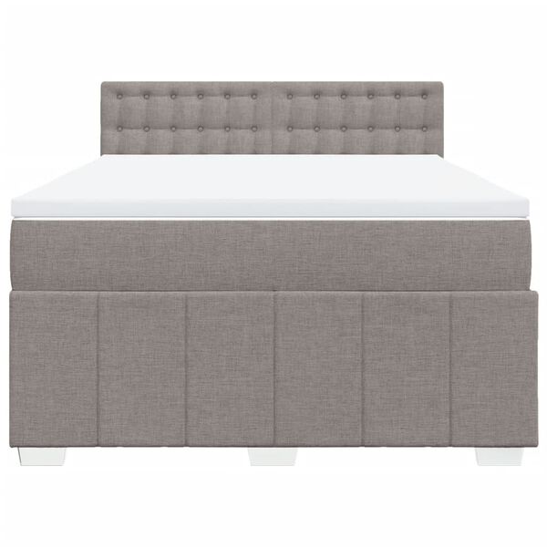 vidaXL Sommier &agrave; lattes de lit avec matelas Taupe 140x190 cm Tissu