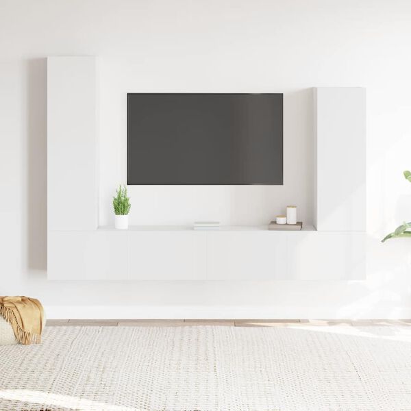vidaXL Ensemble de meubles TV 4 pcs Blanc Bois d'ing&eacute;nierie
