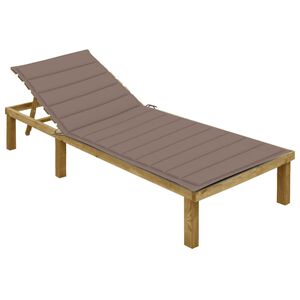 vidaXL Chaise longue avec coussin taupe Bois de pin impr&eacute;gn&eacute;