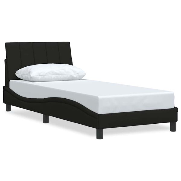 vidaXL Cadre de lit sans matelas Hanko noir 90x190 cm tissu
