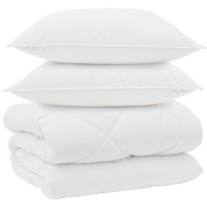 vidaXL Duvet d'hiver avec oreiller 3 pi&egrave;ces Blanc Microfibre