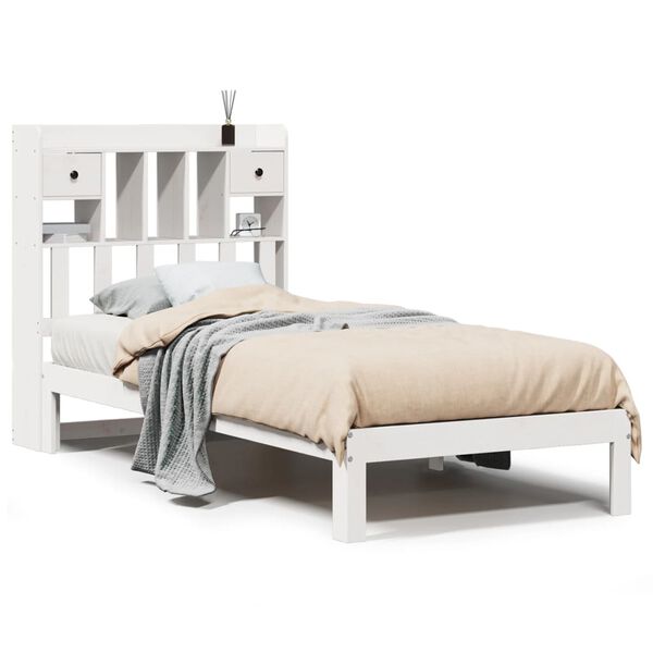vidaXL Lit bibliothèque sans matelas blanc 75x190cm bois de pin massif