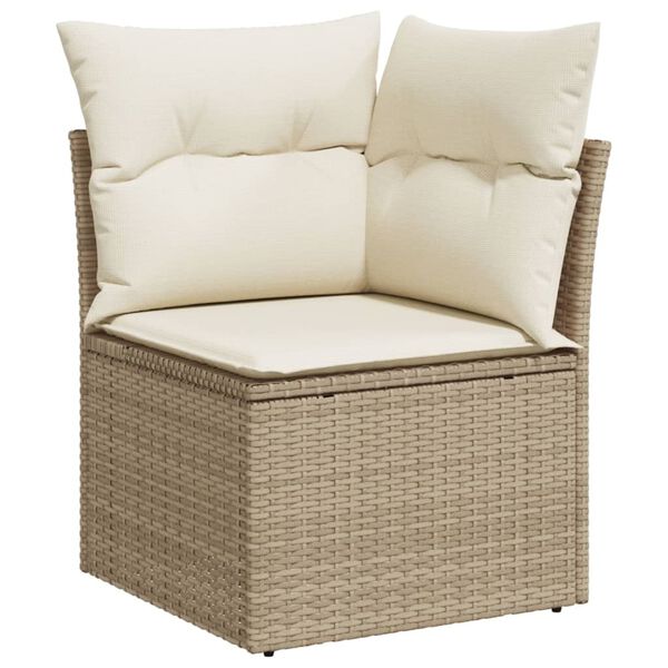 vidaXL Salon de jardin avec coussins 10 pcs beige r&eacute;sine tress&eacute;e
